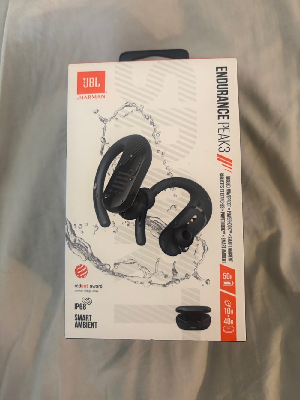 JBL Endurance Peak 3 Wireless Earbuds in Black